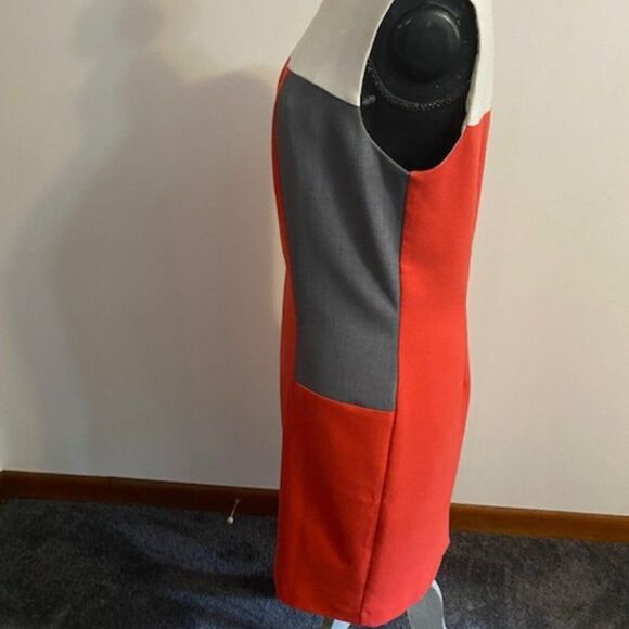 Banana Republic sleeveless color block Orange/Gray/White dress, size 12 - Picture 2 of 5